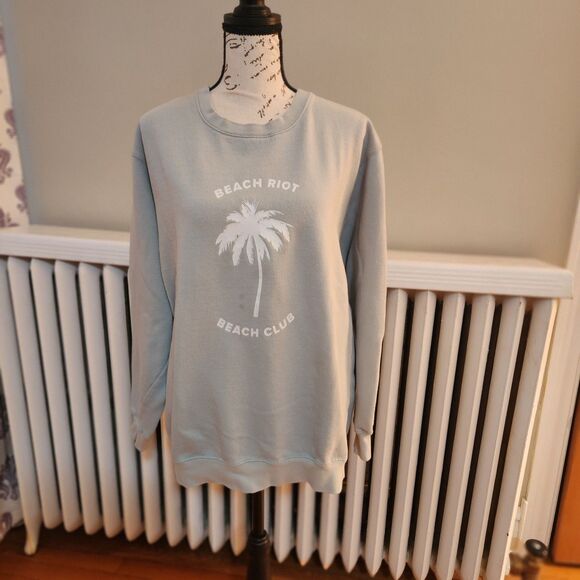 Beach Riot Beach Club Crewneck Sweatshirt, Light Blue-Green, Sz L - Picture 2 of 8